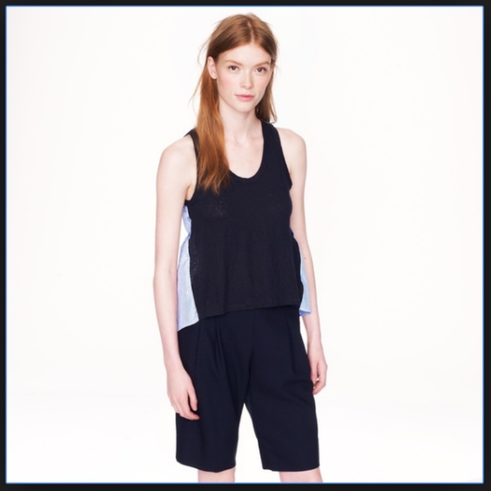 J. Crew Stripe Silk Back Linen Tank Blue Size XS - Picture 2 of 8